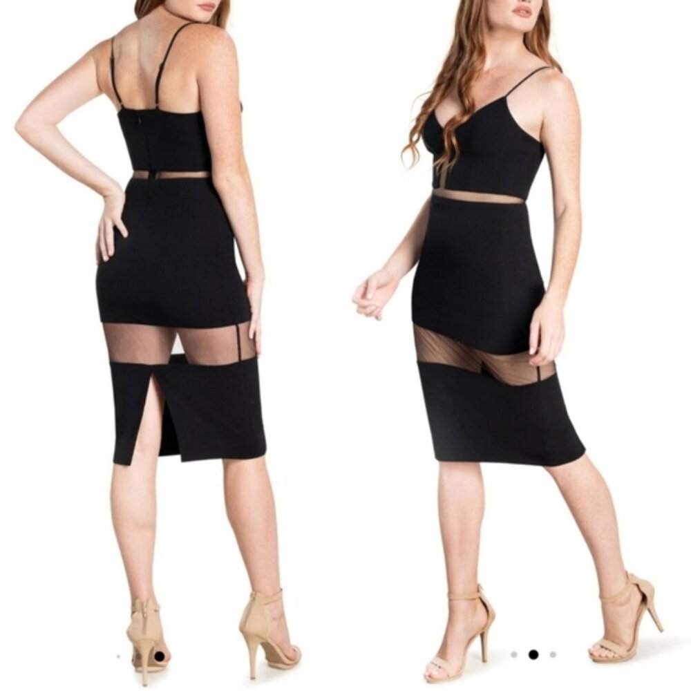 NWT Dress The Population Micaela Black Mesh Cutout Dress size S Hoco homecoming